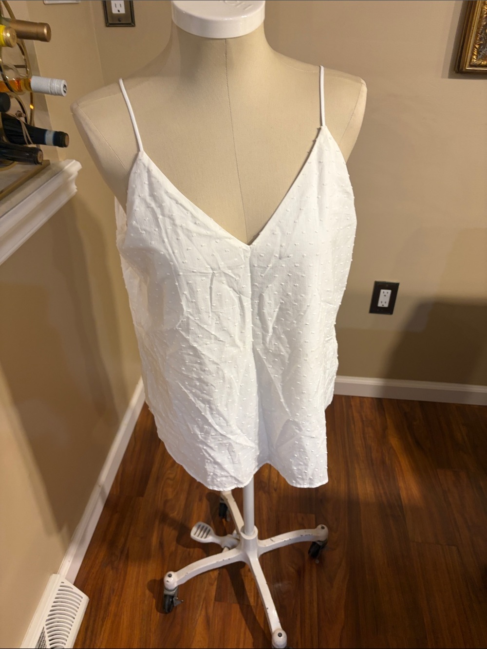 Express White Swiss Dot Spaghetti Strap Camisole